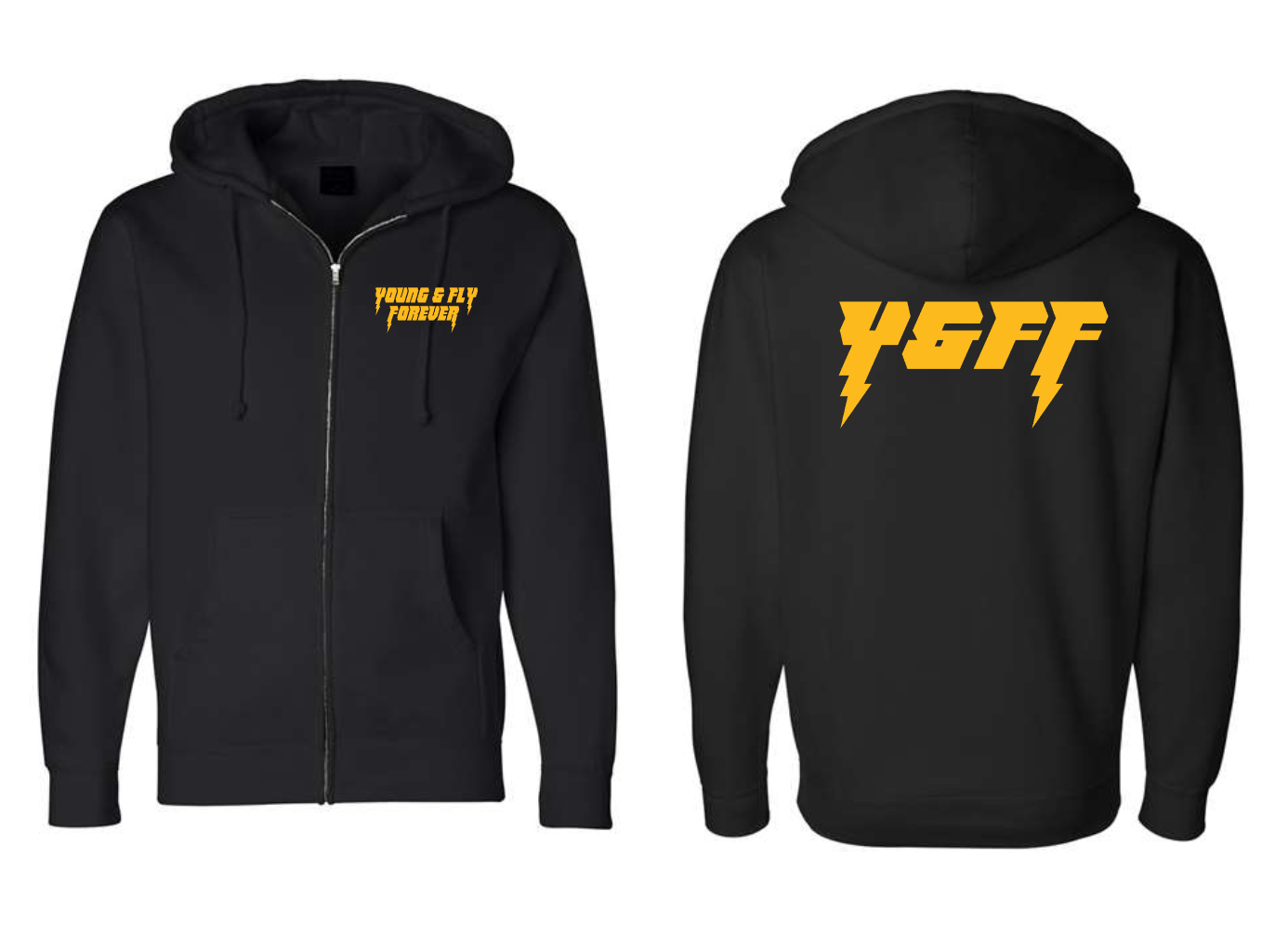 Copy of New BLACK Lightning zip up hoodie (limited YELLOW GOLD LOGO)